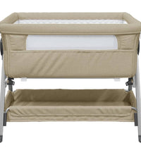 Babybett mit Matratze Taupe Leinenstoff