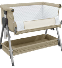 Babybett mit Matratze Taupe Leinenstoff