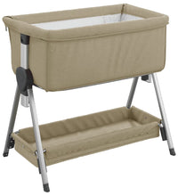 Babybett mit Matratze Taupe Leinenstoff