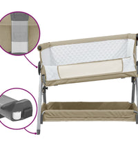 Babybett mit Matratze Taupe Leinenstoff