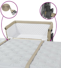 Babybett mit Matratze Taupe Leinenstoff