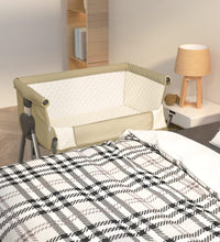 Babybett mit Matratze Taupe Leinenstoff