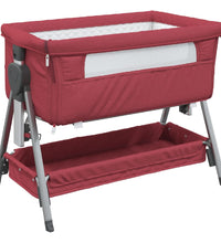 Babybett mit Matratze Rot Leinenstoff