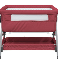Babybett mit Matratze Rot Leinenstoff