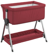 Babybett mit Matratze Rot Leinenstoff