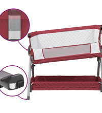 Babybett mit Matratze Rot Leinenstoff