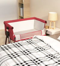 Babybett mit Matratze Rot Leinenstoff