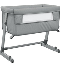 Babybett mit Matratze Hellgrau Leinenstoff