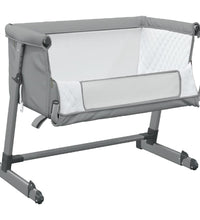 Babybett mit Matratze Hellgrau Leinenstoff