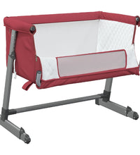 Babybett mit Matratze Rot Leinenstoff