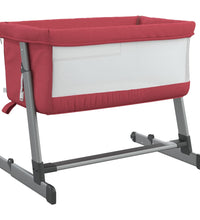 Babybett mit Matratze Rot Leinenstoff