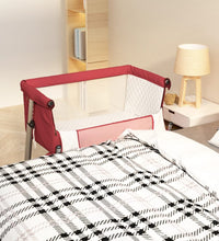 Babybett mit Matratze Rot Leinenstoff