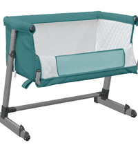 Babybett mit Matratze Grün Leinenstoff