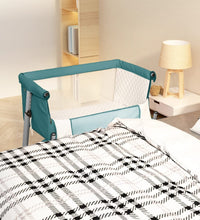 Babybett mit Matratze Grün Leinenstoff