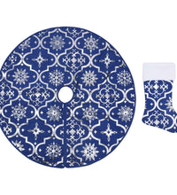 Luxus-Weihnachtsbaumdecke mit Socke Blau 90 cm Stoff