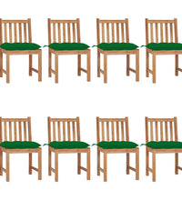 Gartenstühle 8 Stk. mit Kissen Massivholz Teak