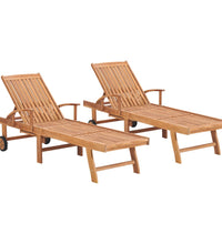 Sonnenliegen 2 Stk. Massivholz Teak