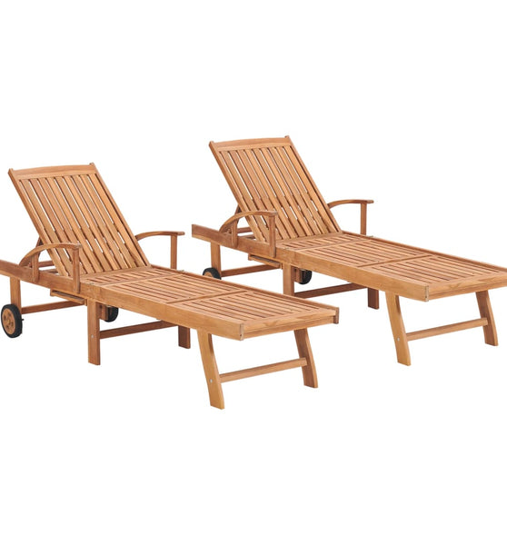 Sonnenliegen 2 Stk. Massivholz Teak