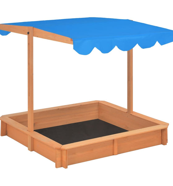 Sandkasten mit Verstellbarem Dach Tannenholz 115x115x115 cm
