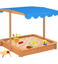 Sandkasten mit Verstellbarem Dach Tannenholz 115x115x115 cm