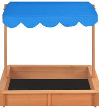Sandkasten mit Verstellbarem Dach Tannenholz 115x115x115 cm
