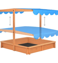 Sandkasten mit Verstellbarem Dach Tannenholz 115x115x115 cm