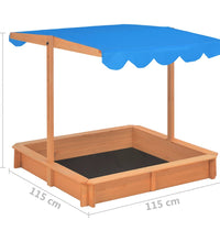Sandkasten mit Verstellbarem Dach Tannenholz 115x115x115 cm