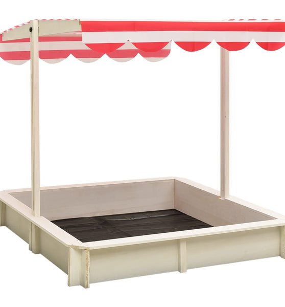 Sandkasten mit Verstellbarem Dach Tannenholz Weiß und Rot UV50