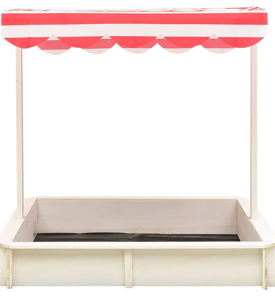 Sandkasten mit Verstellbarem Dach Tannenholz Weiß und Rot UV50