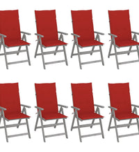 Verstellbare Gartenstühle mit Auflagen 8 Stk. Grau Akazienholz