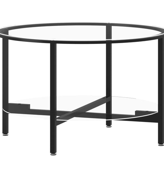 Beistelltisch Schwarz und Transparent 70 cm Hartglas