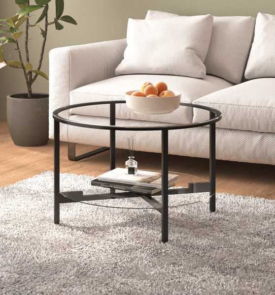 Beistelltisch Schwarz und Transparent 70 cm Hartglas
