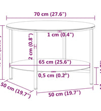 Beistelltisch Schwarz und Transparent 70 cm Hartglas