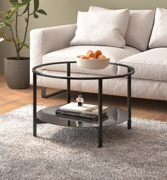 Beistelltisch Schwarz und Transparent 70 cm Hartglas