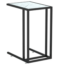 Computer-Beistelltisch Weiß Marmor 50x35x65 cm Hartglas