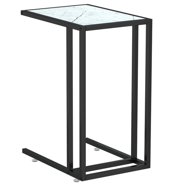 Computer-Beistelltisch Weiß Marmor 50x35x65 cm Hartglas