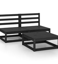 3-tlg. Garten-Lounge-Set Schwarz Massivholz Kiefer