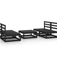 5-tlg. Garten-Lounge-Set Schwarz Massivholz Kiefer