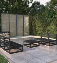 5-tlg. Garten-Lounge-Set Schwarz Massivholz Kiefer