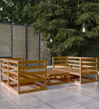 5-tlg. Garten-Lounge-Set Honigbraun Massivholz Kiefer