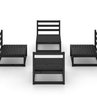 4-tlg. Garten-Lounge-Set Schwarz Massivholz Kiefer