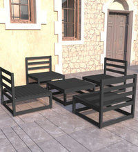 5-tlg. Garten-Lounge-Set Schwarz Massivholz Kiefer