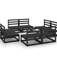 8-tlg. Garten-Lounge-Set Schwarz Massivholz Kiefer