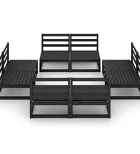 8-tlg. Garten-Lounge-Set Schwarz Massivholz Kiefer