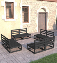 8-tlg. Garten-Lounge-Set Schwarz Massivholz Kiefer