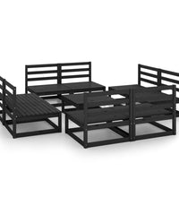 9-tlg. Garten-Lounge-Set Schwarz Massivholz Kiefer