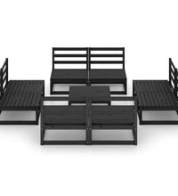 9-tlg. Garten-Lounge-Set Schwarz Massivholz Kiefer