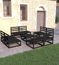 9-tlg. Garten-Lounge-Set Schwarz Massivholz Kiefer