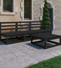 4-tlg. Garten-Lounge-Set Schwarz Massivholz Kiefer