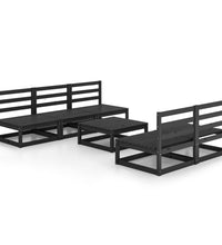 6-tlg. Garten-Lounge-Set Schwarz Massivholz Kiefer